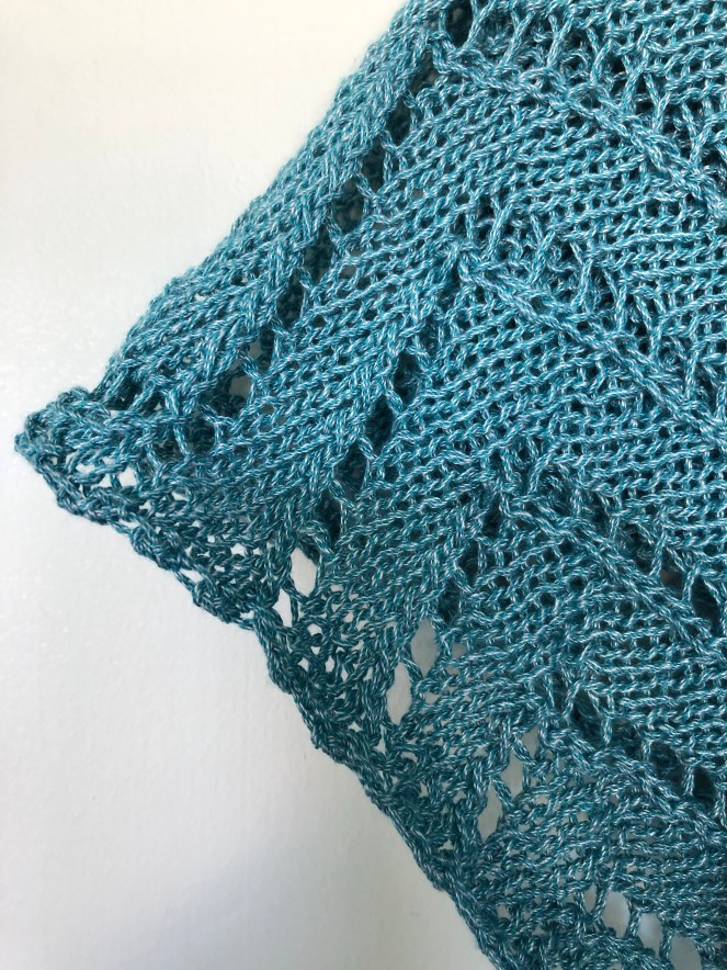 light teal knitted lace work