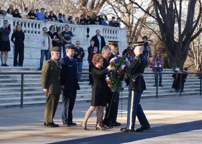 wreath laying ceremony at The Tomb of the Unknown Soldier